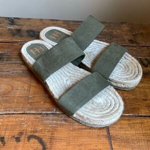 Haute Hippie Sandals Espadrille Slides Green resortwear summer vacation 9
